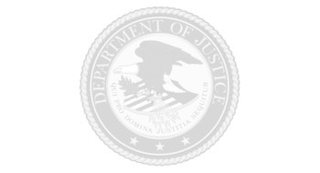 Seal of the U.S. Department of Justice, featuring an eagle and shield, encircled by Latin text and stars.